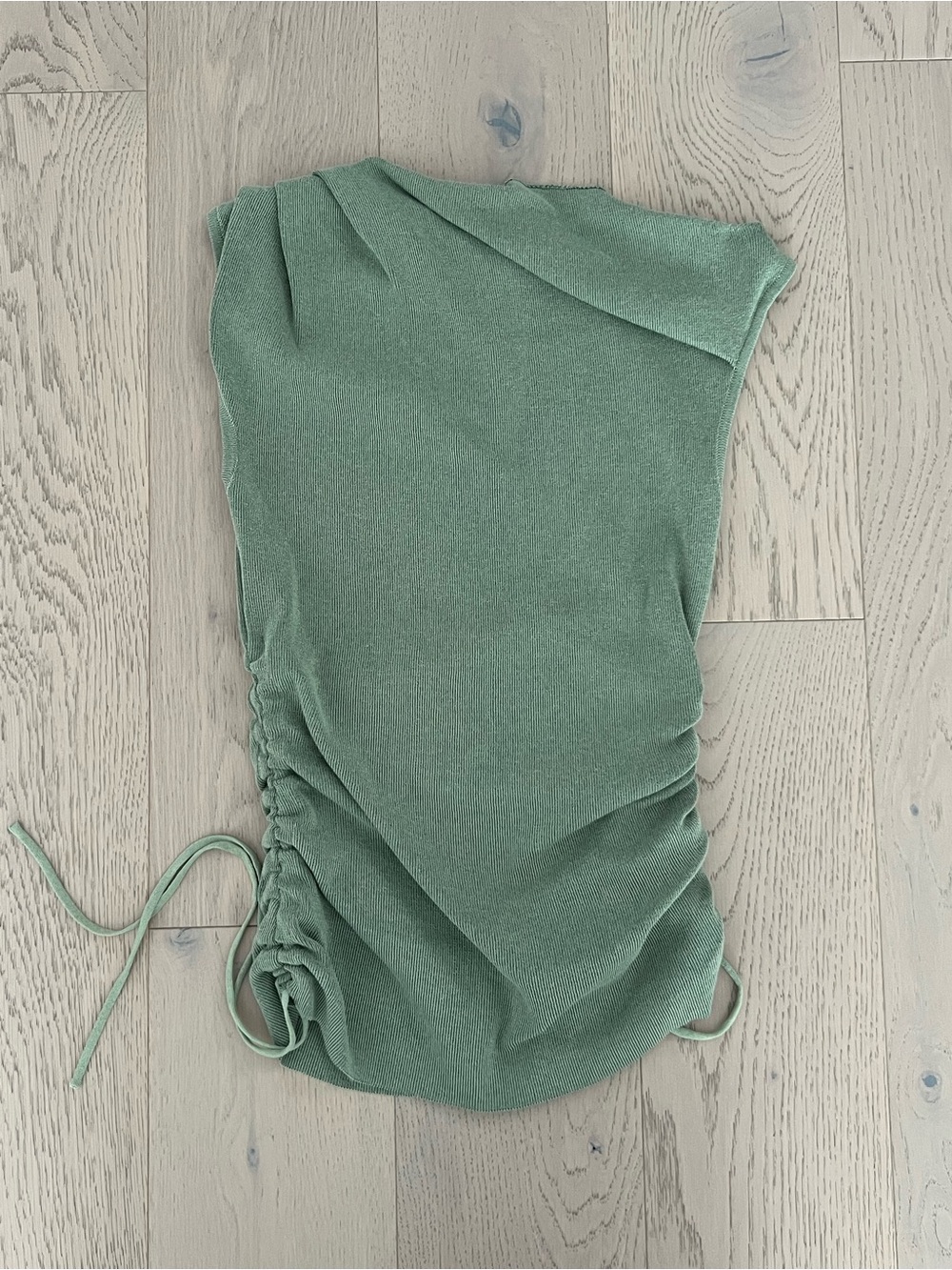 Lioness One-Shoulder Ruched Dress in Sage Green